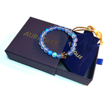 Blue Angel Glass Bracelet - Black Onyx & Golden Crystal Crown