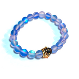Blue Angel Glass Bracelet - Black Onyx & Golden Crystal Crown